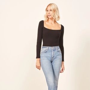 Reformation Black Gaia Bodysuit (Small)